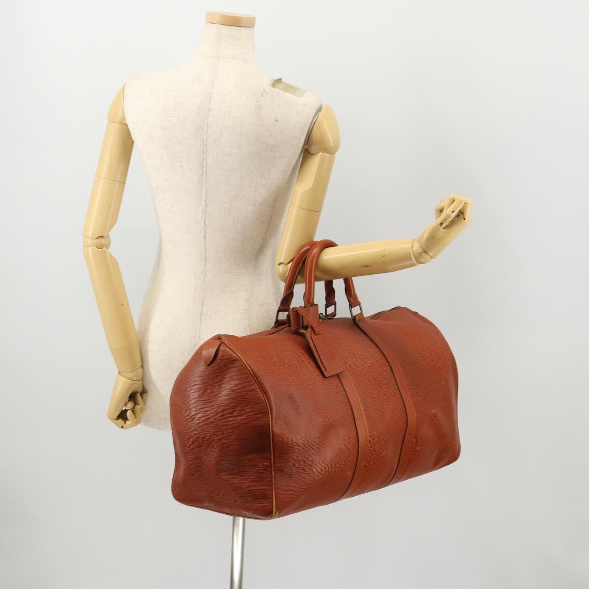 LOUIS VUITTON Epi Keepall 50 Boston Bag Brown M42968 LV Auth 169690