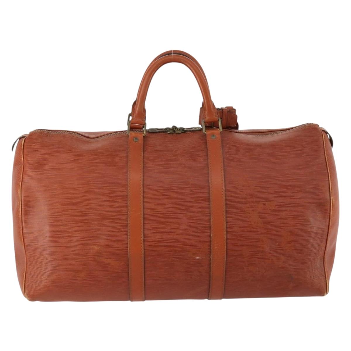 LOUIS VUITTON Epi Keepall 50 Boston Bag Brown M42968 LV Auth 169690