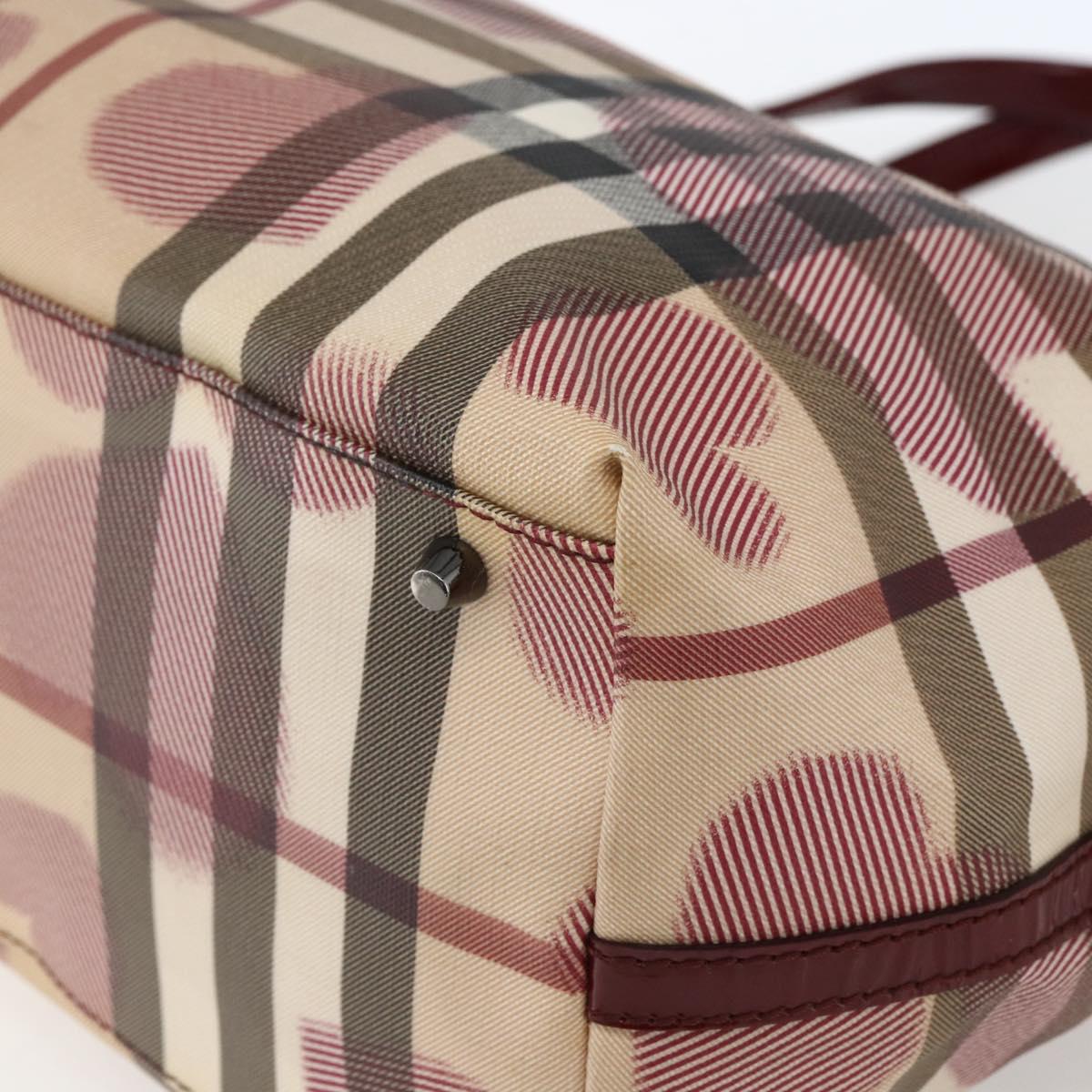 BURBERRY Nova Check Tote Bag PVC Leather Beige Auth 169694