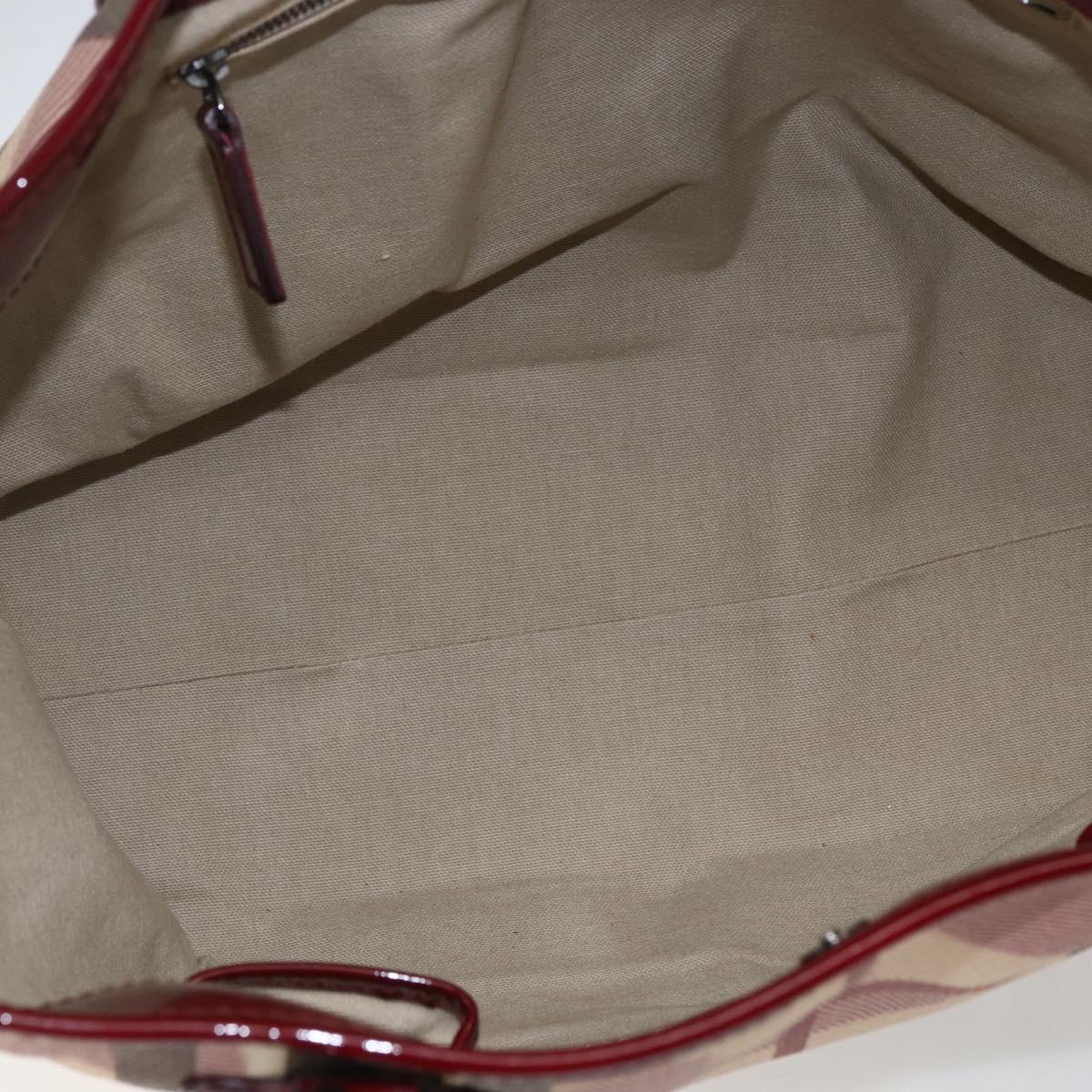 BURBERRY Nova Check Tote Bag PVC Leather Beige Auth 169694