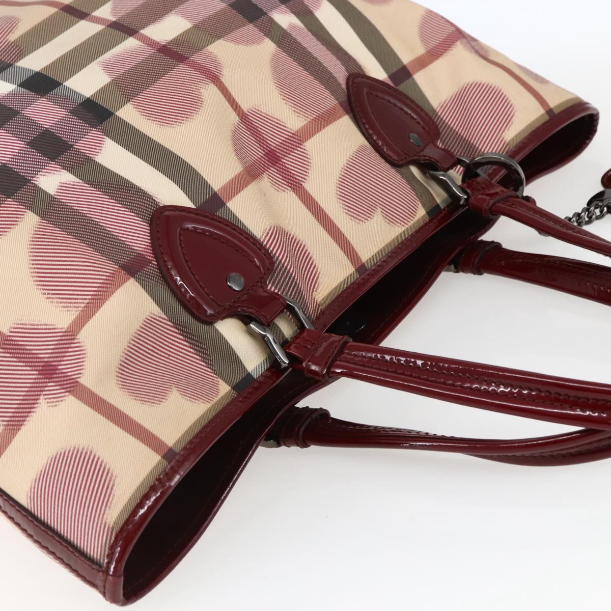 BURBERRY Nova Check Tote Bag PVC Leather Beige Auth 169694