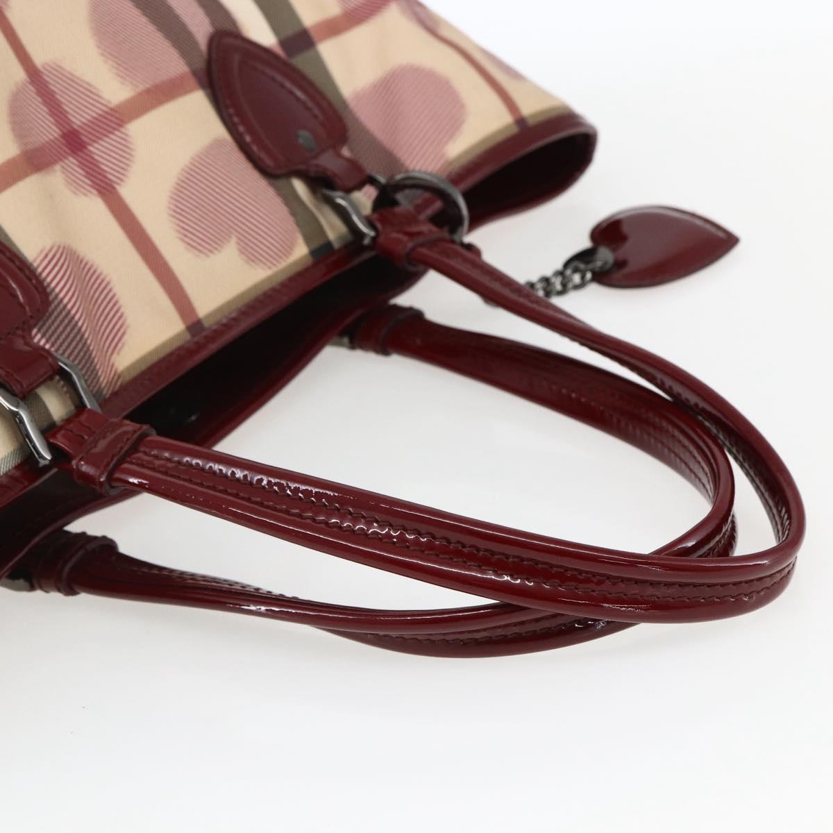 BURBERRY Nova Check Tote Bag PVC Leather Beige Auth 169694