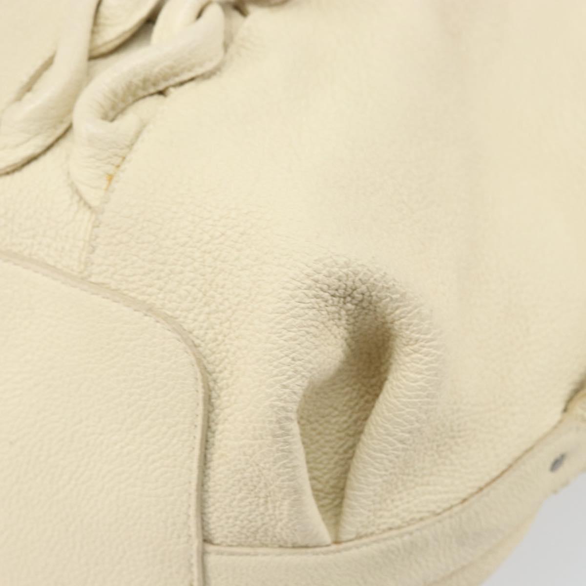 Salvatore Ferragamo Gancini Tote Bag Leather Silver Ivory Auth 169702