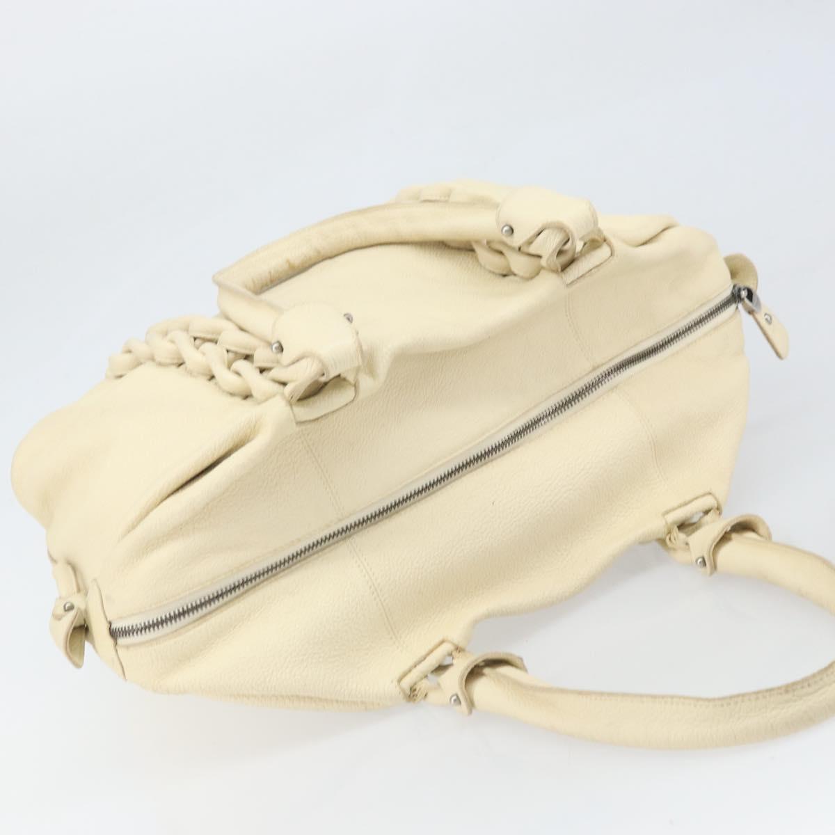 Salvatore Ferragamo Gancini Tote Bag Leather Silver Ivory Auth 169702