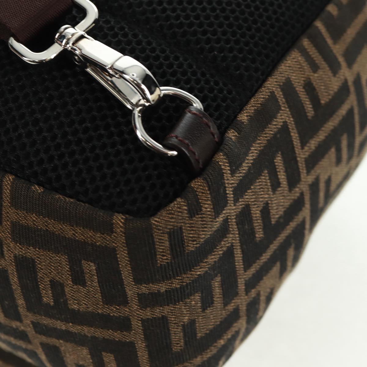 FENDI Zucca Canvas Fendines Body Bag Black Brown Auth 169704M