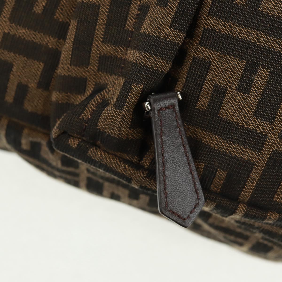 FENDI Zucca Canvas Fendines Body Bag Black Brown Auth 169704M