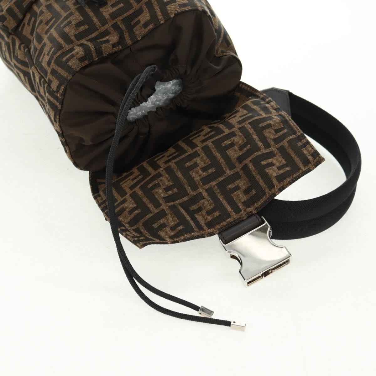 FENDI Zucca Canvas Fendines Body Bag Black Brown Auth 169704M
