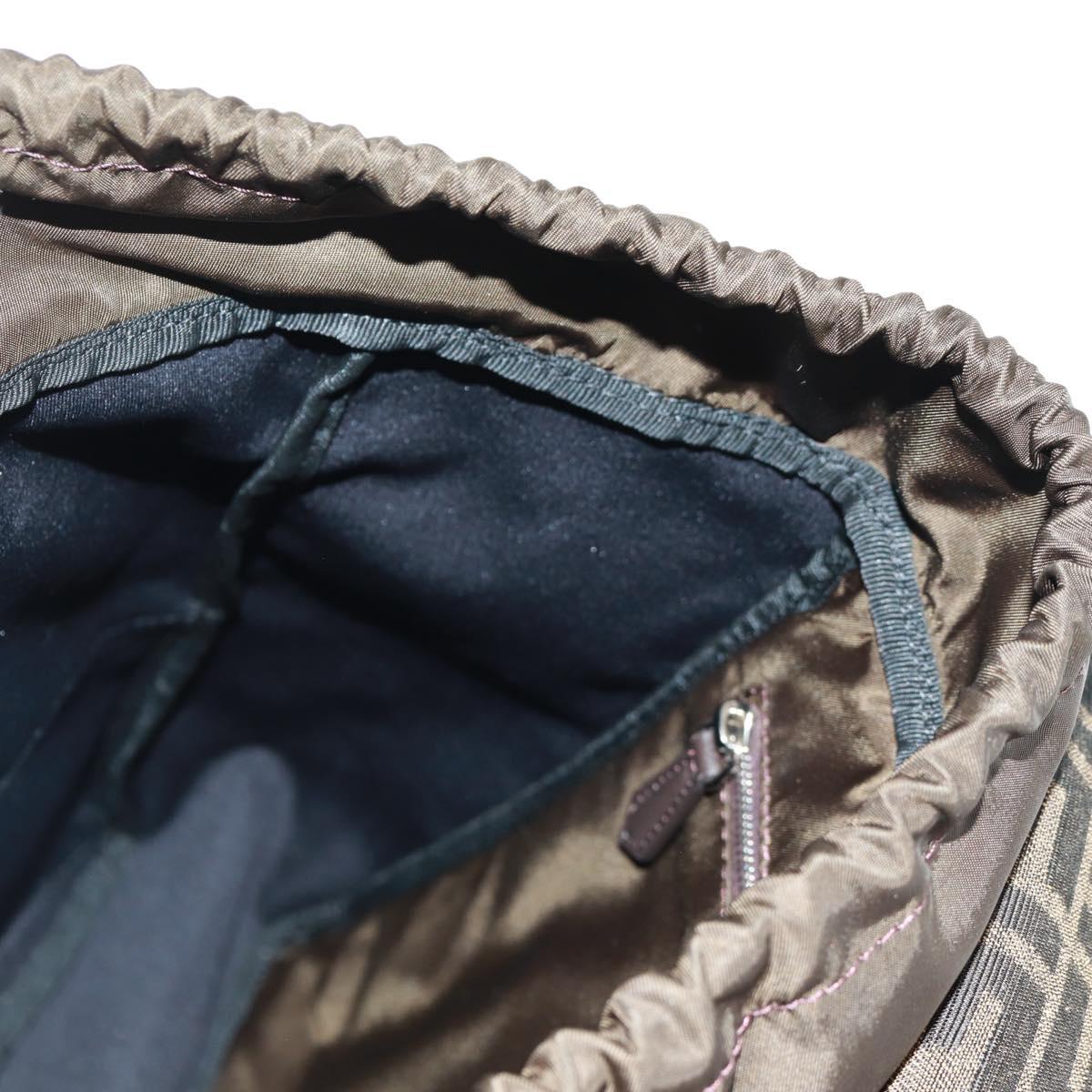 FENDI Zucca Canvas Fendines Body Bag Black Brown Auth 169704M