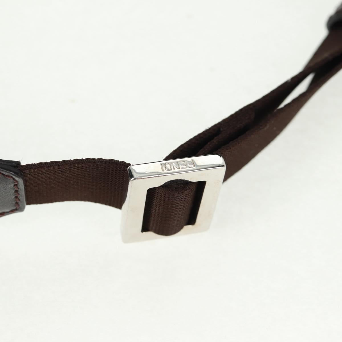 FENDI Zucca Canvas Fendines Body Bag Black Brown Auth 169704M