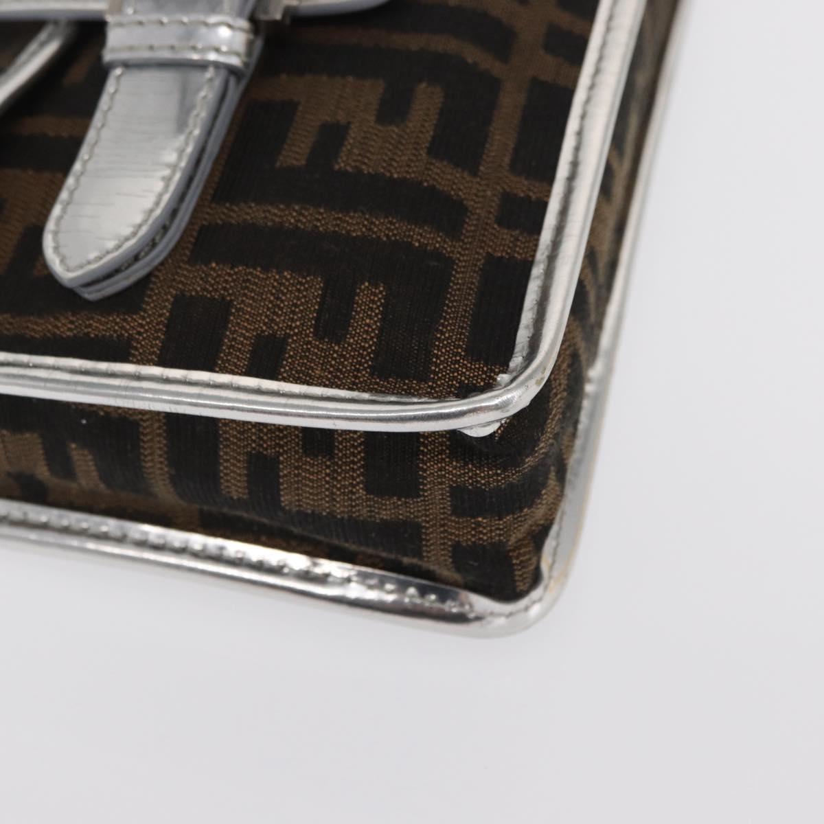 FENDI Zucca Canvas Shoulder Bag Black Brown Auth 169711V
