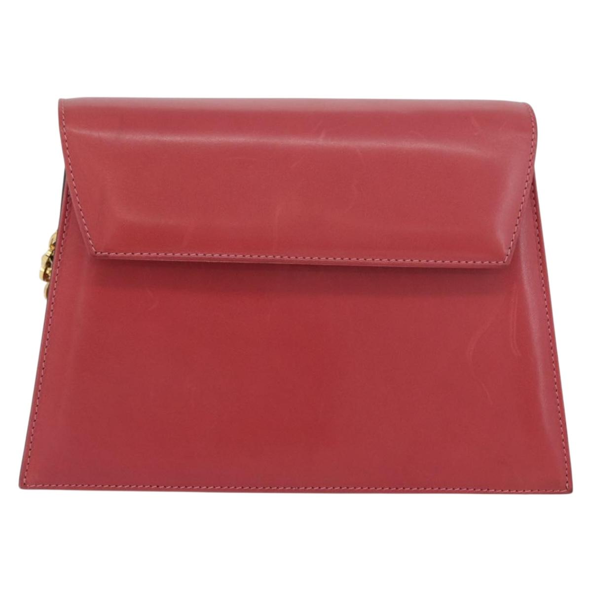 Salvatore Ferragamo Chain Shoulder Bag Leather Pink Gold Auth 169714