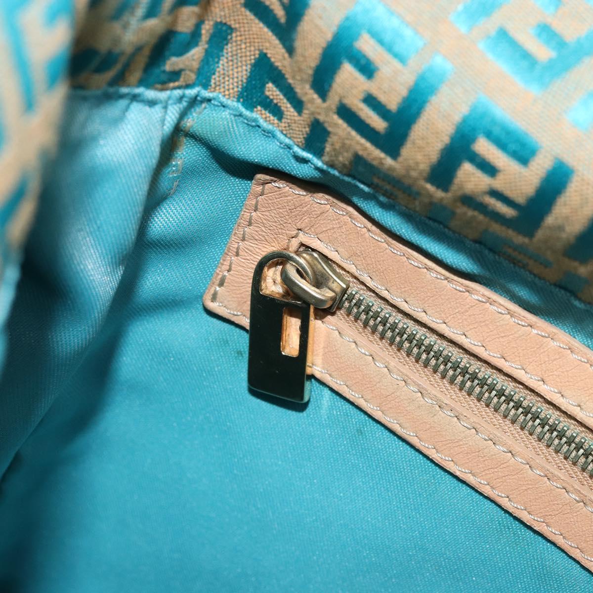 FENDI Zucchino Canvas Mamma Baguette Shoulder Bag Blue Gold Auth 169717SAV