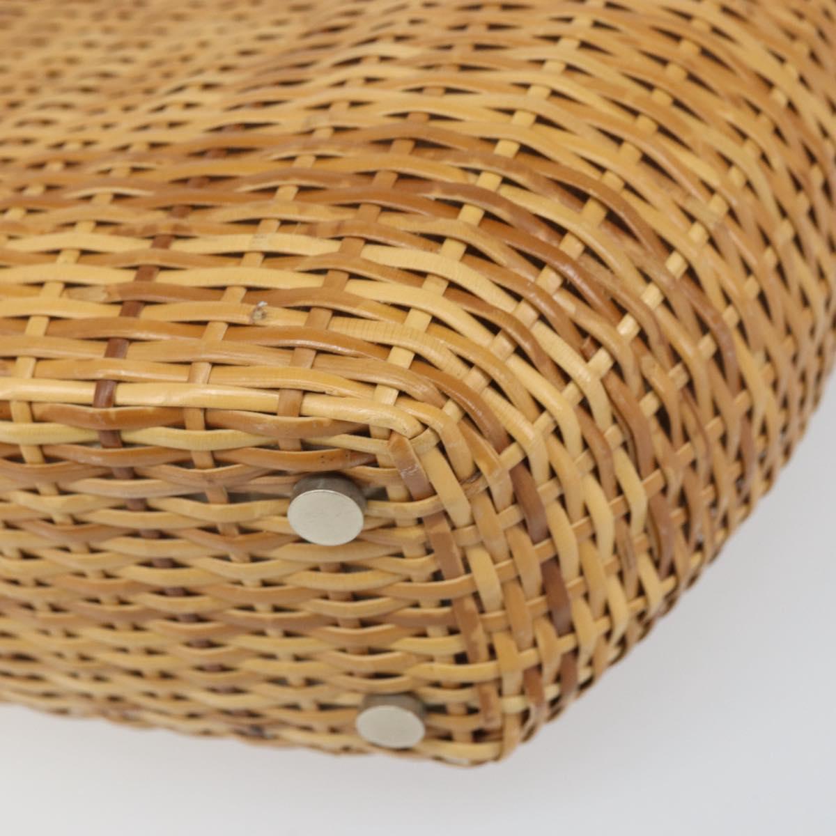 BURBERRY Nova Check Basket Hand Bag Raffia Brown Auth 169719V