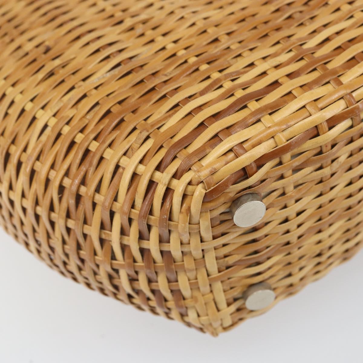 BURBERRY Nova Check Basket Hand Bag Raffia Brown Auth 169719V