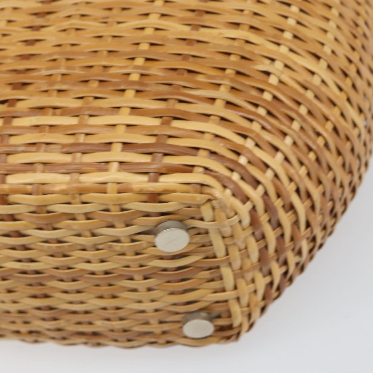 BURBERRY Nova Check Basket Hand Bag Raffia Brown Auth 169719V