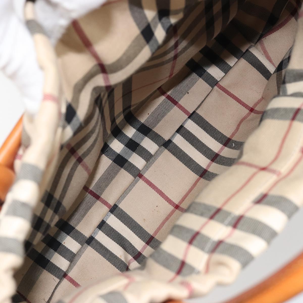 BURBERRY Nova Check Basket Hand Bag Raffia Brown Auth 169719V