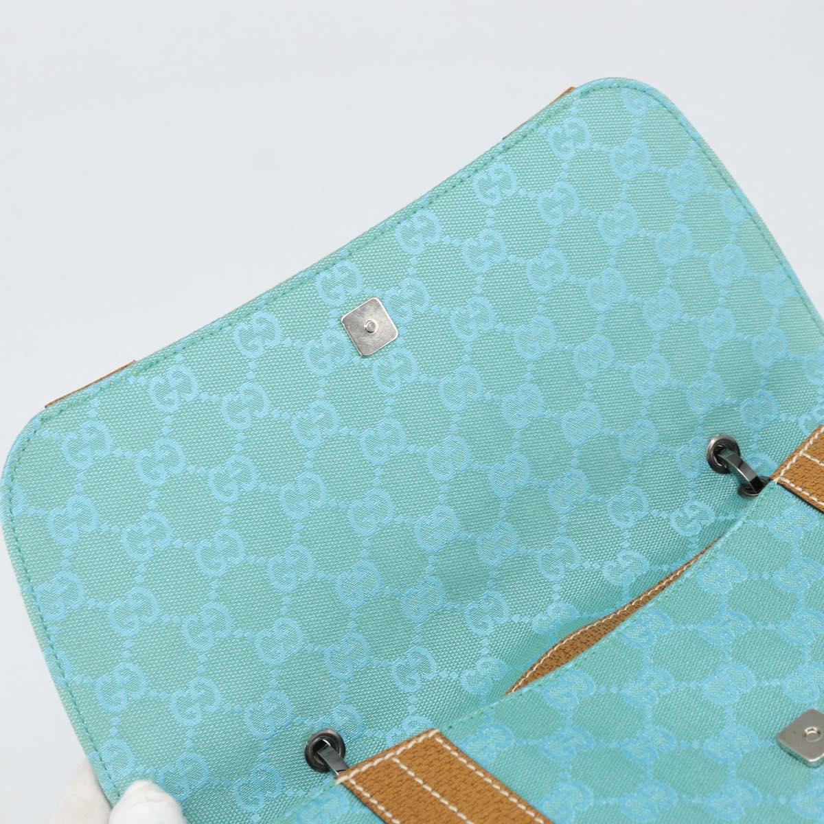 GUCCI GG Canvas Hand Bag Silver Light Blue 113014 Auth 169720SAV