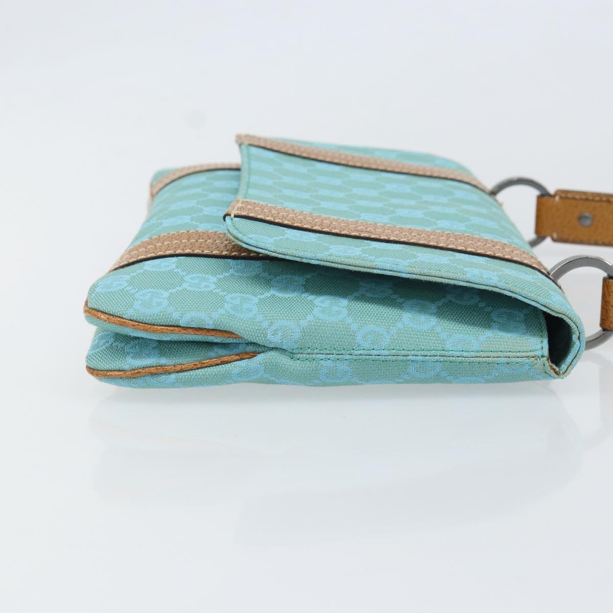 GUCCI GG Canvas Hand Bag Silver Light Blue 113014 Auth 169720SAV