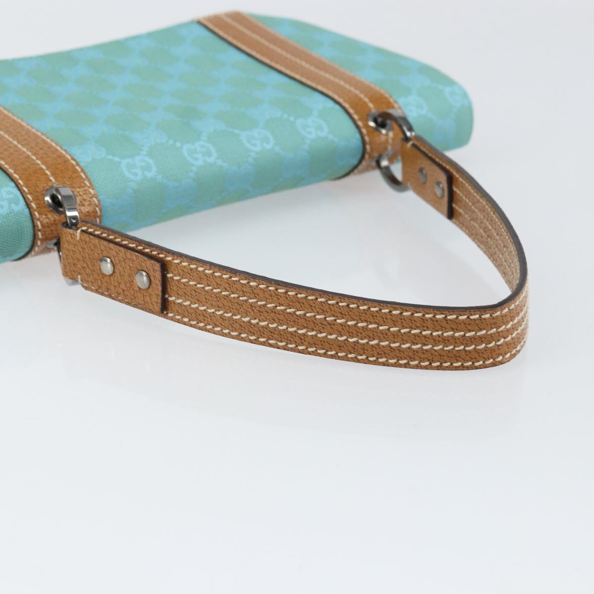 GUCCI GG Canvas Hand Bag Silver Light Blue 113014 Auth 169720SAV