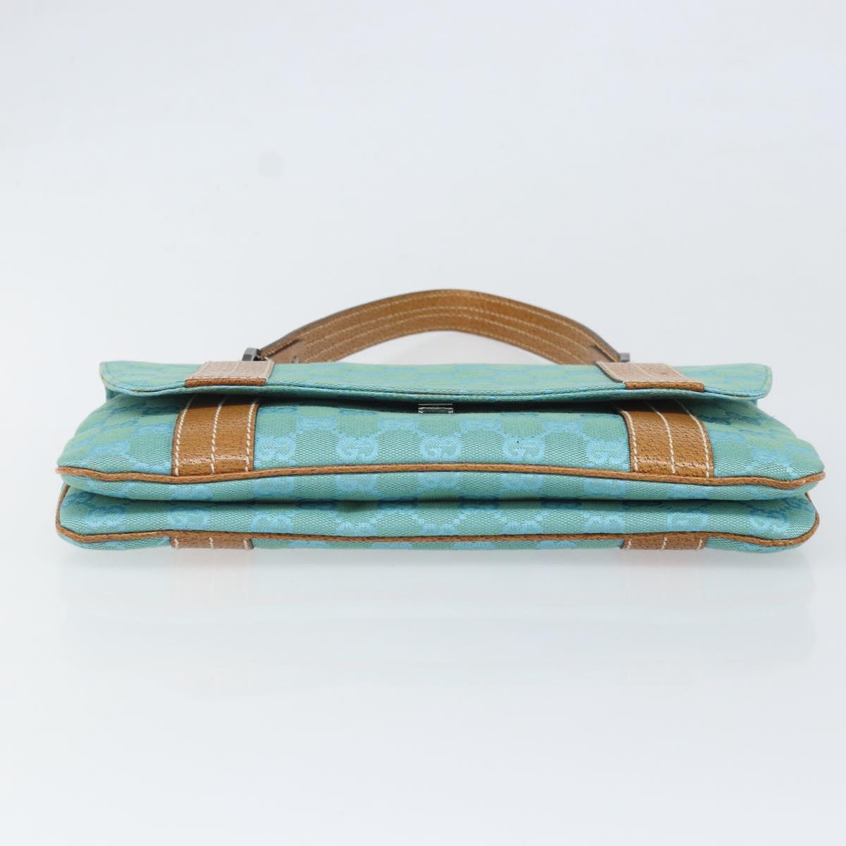 GUCCI GG Canvas Hand Bag Silver Light Blue 113014 Auth 169720SAV