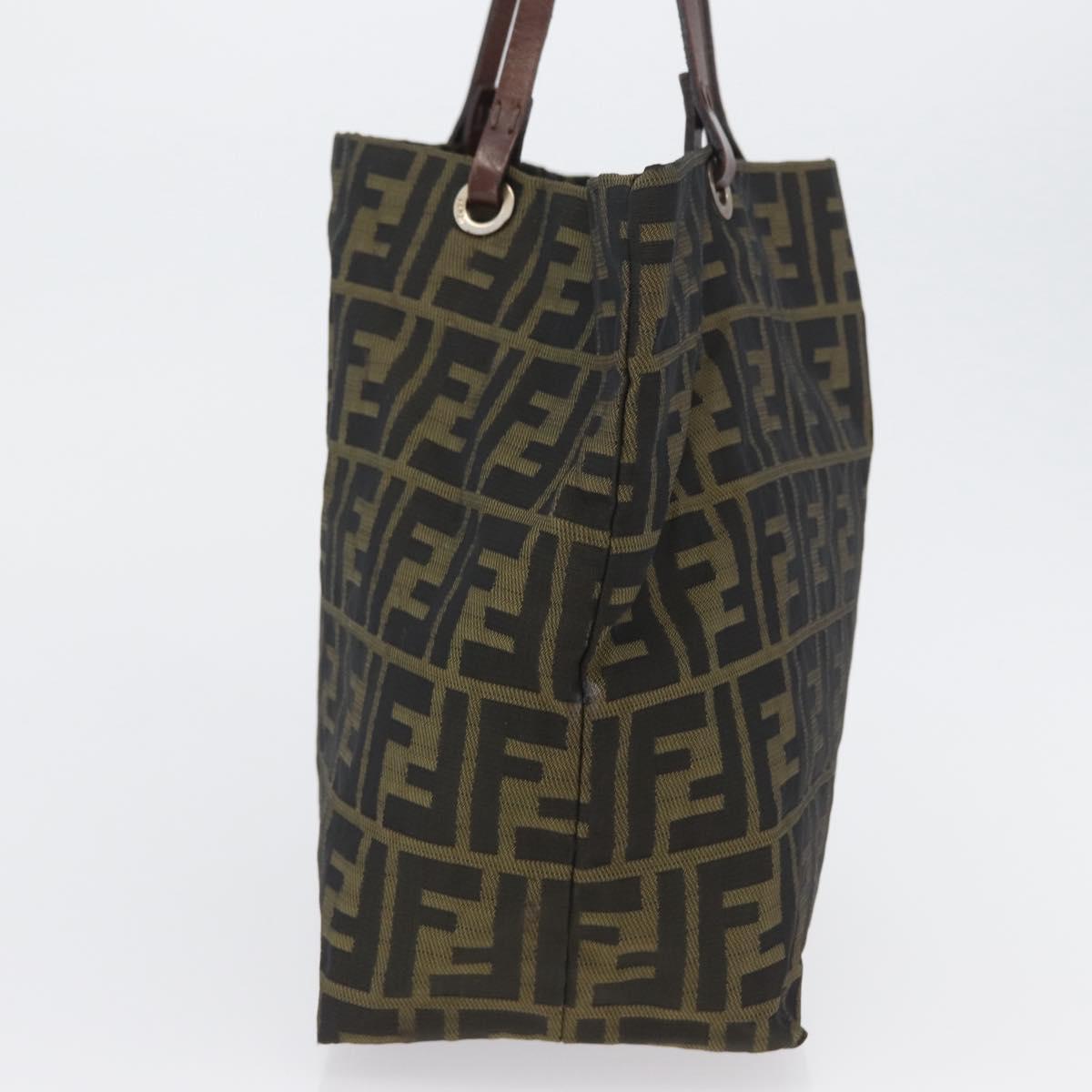FENDI Zucca Canvas Tote Bag Black Brown Auth 169725