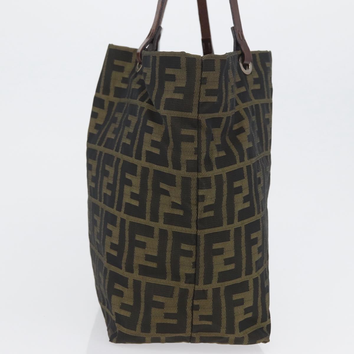 FENDI Zucca Canvas Tote Bag Black Brown Auth 169725