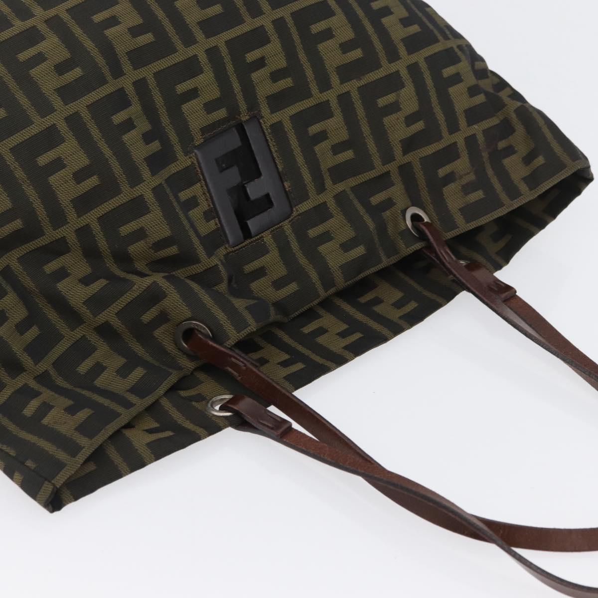 FENDI Zucca Canvas Tote Bag Black Brown Auth 169725