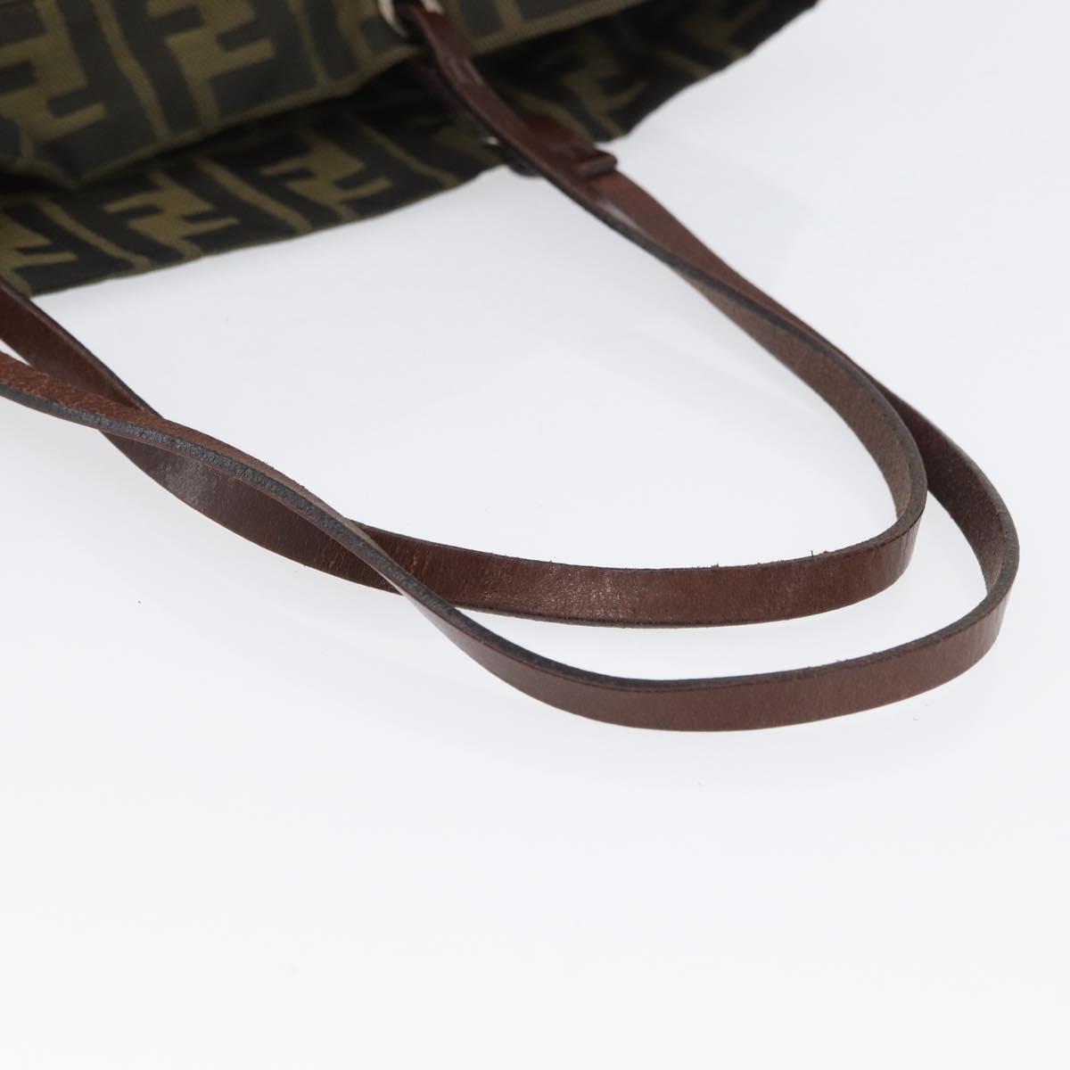 FENDI Zucca Canvas Tote Bag Black Brown Auth 169725