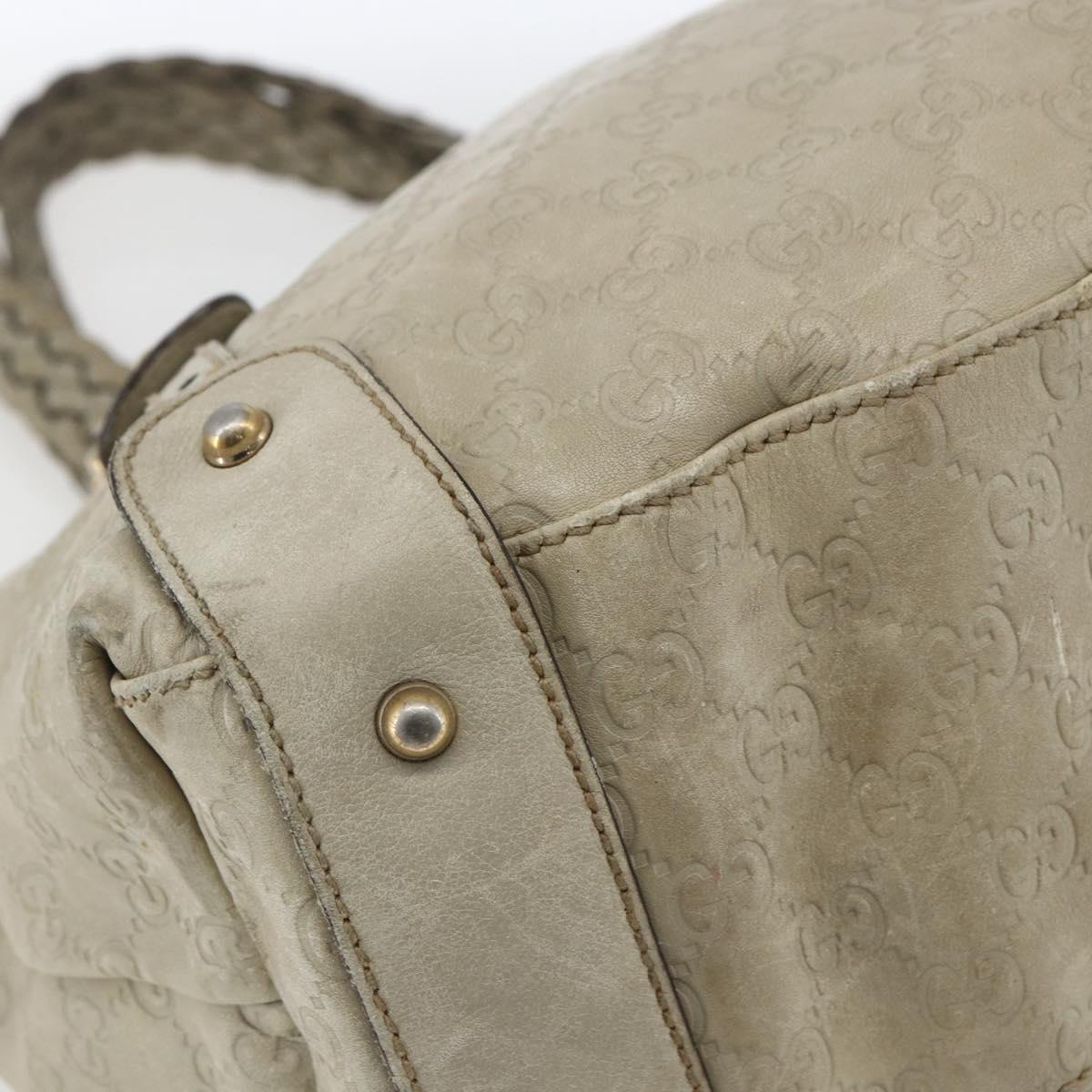 GUCCI GG Canvas Guccissima Horsebit Bag Leather Ivory Gold 137621 Auth 169728