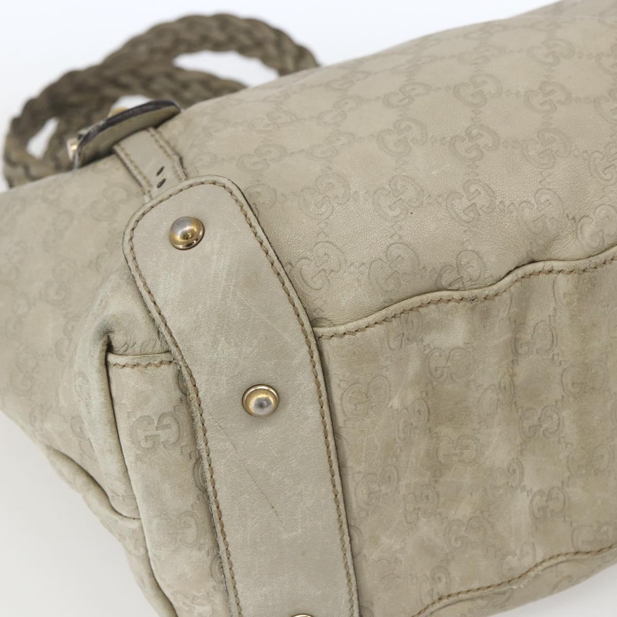 GUCCI GG Canvas Guccissima Horsebit Bag Leather Ivory Gold 137621 Auth 169728