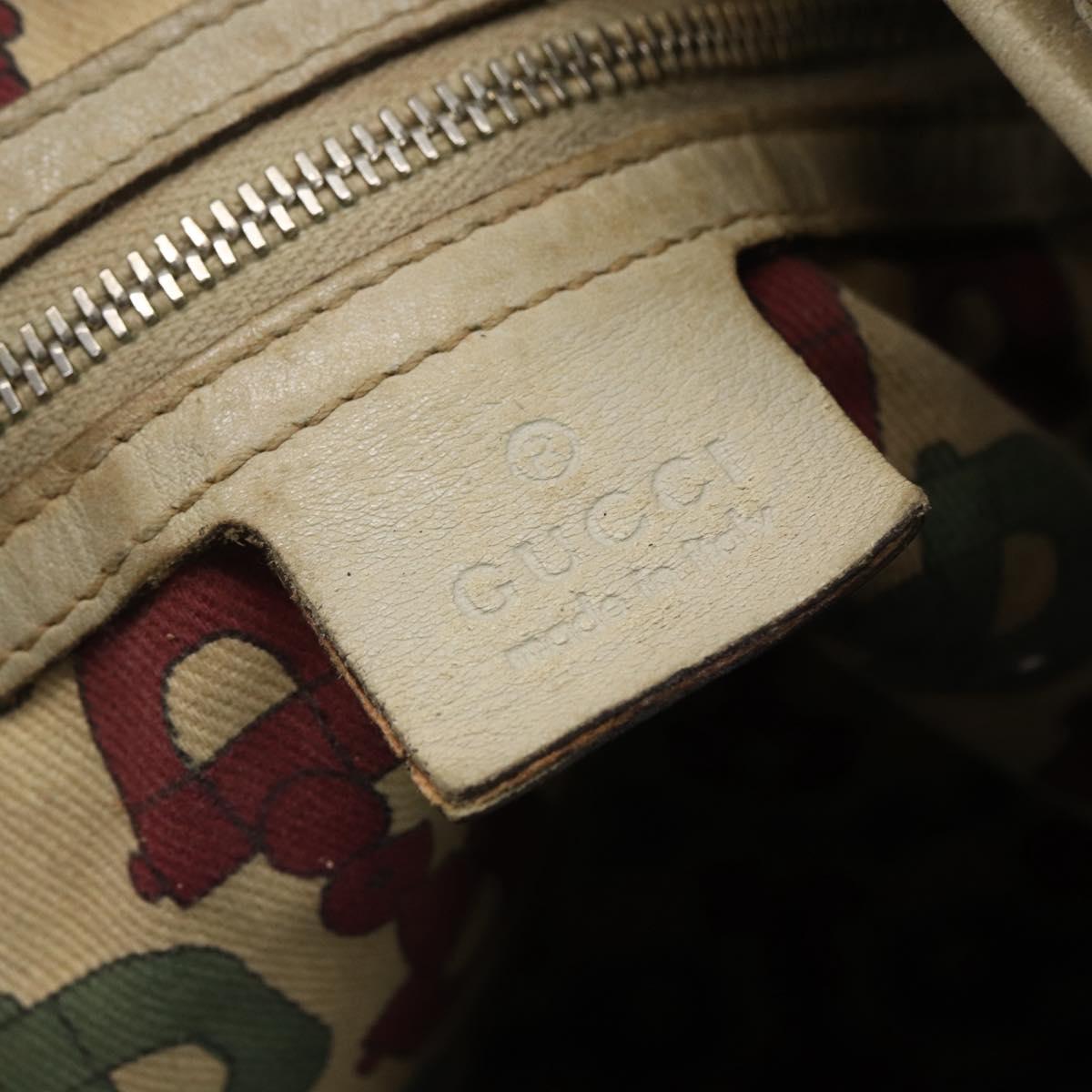 GUCCI GG Canvas Guccissima Horsebit Bag Leather Ivory Gold 137621 Auth 169728