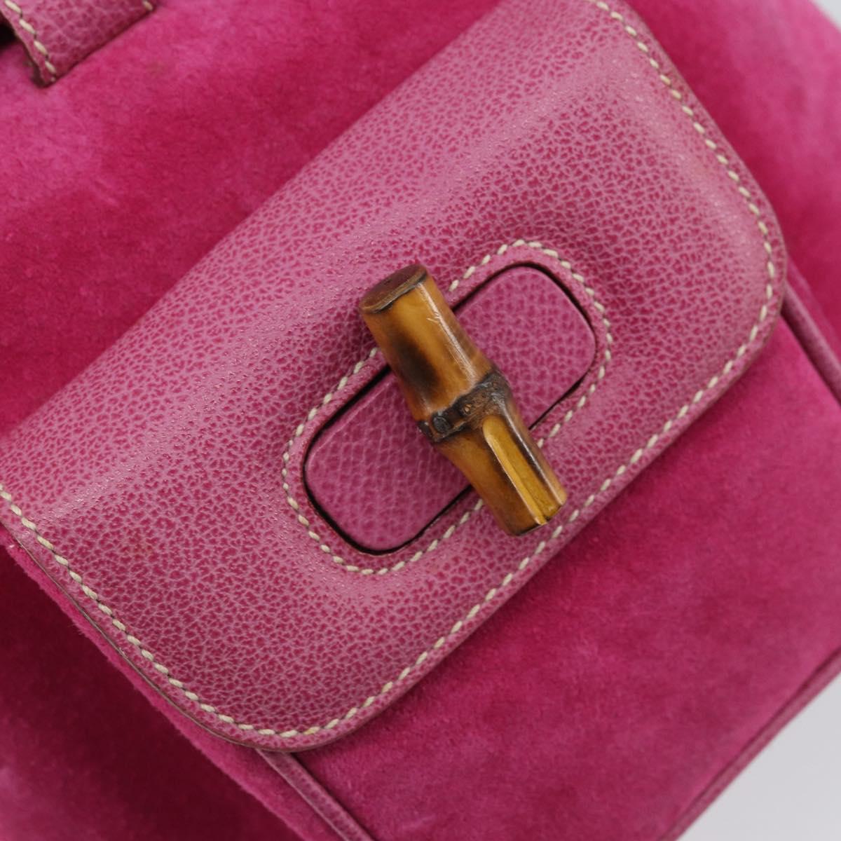 GUCCI Bamboo Backpack Suede Leather Black Gold 003 2058 0039 Auth 169733V