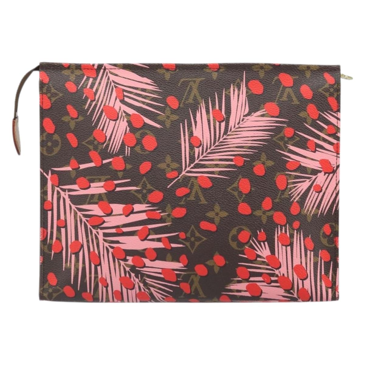 LOUIS VUITTON Monogram jungle Dot Poche Toilette 26 Pouch Red LV Auth 169734M