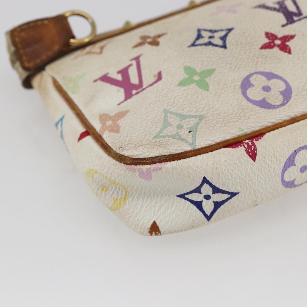LOUIS VUITTON Multicolor Pochette Accessoires Pouch White M92649 Auth 169737