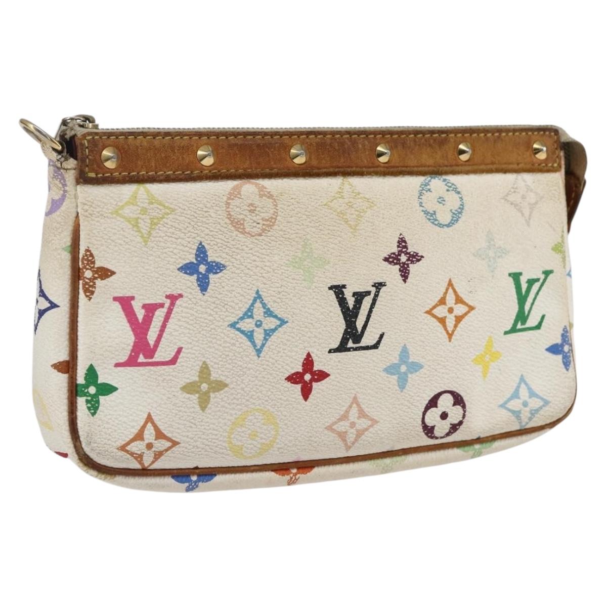 LOUIS VUITTON Multicolor Pochette Accessoires Pouch White M92649 Auth 169737