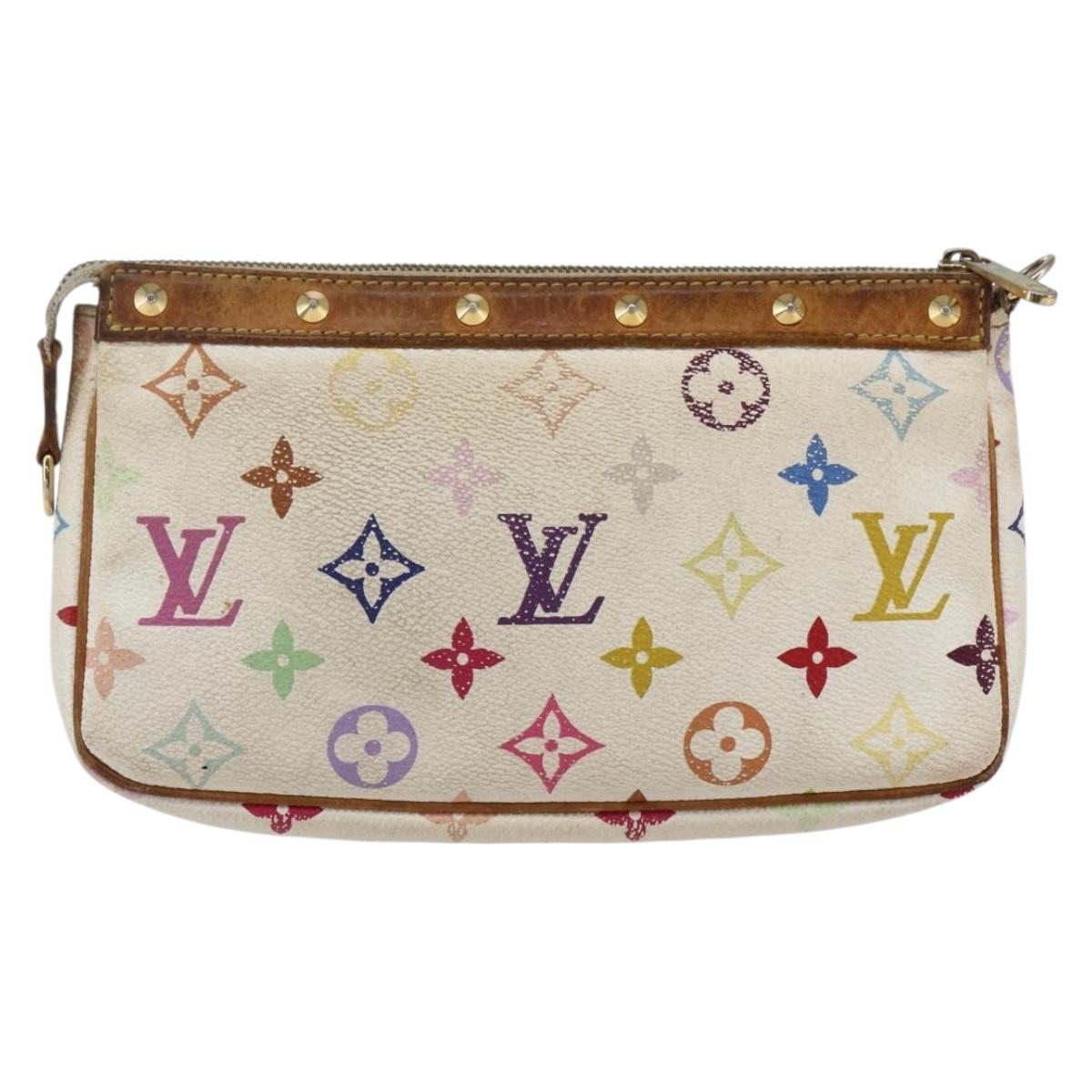 LOUIS VUITTON Multicolor Pochette Accessoires Pouch White M92649 Auth 169737