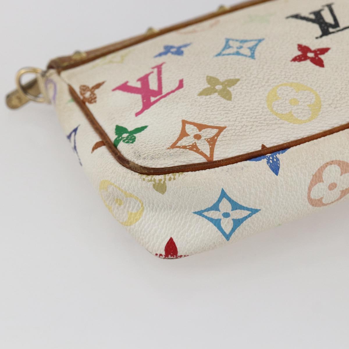 LOUIS VUITTON Multicolor Pochette Accessoires Pouch White M92649 Auth 169737
