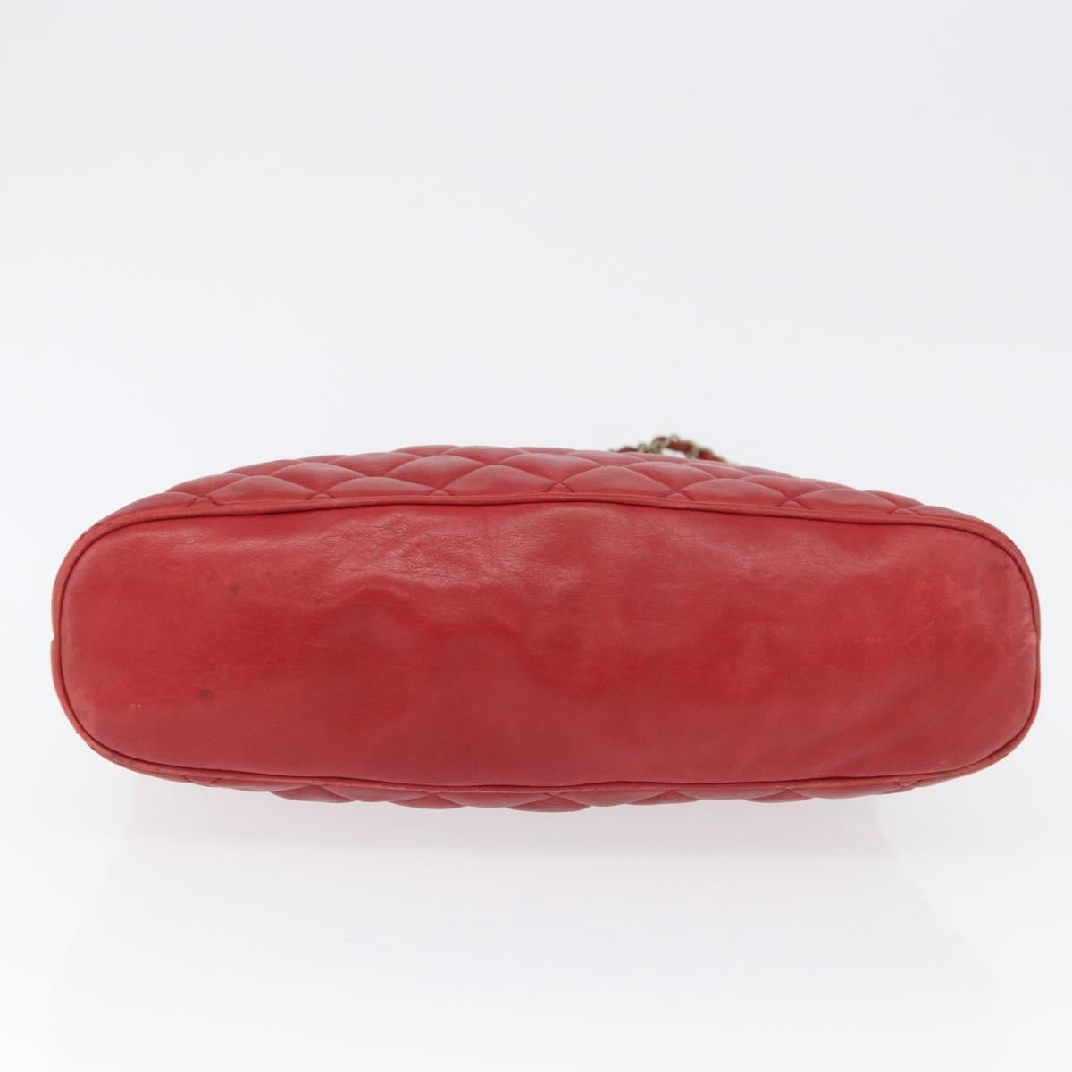 CHANEL Matelasse Chain Shoulder Bag Leather Red Gold CC Auth 169739