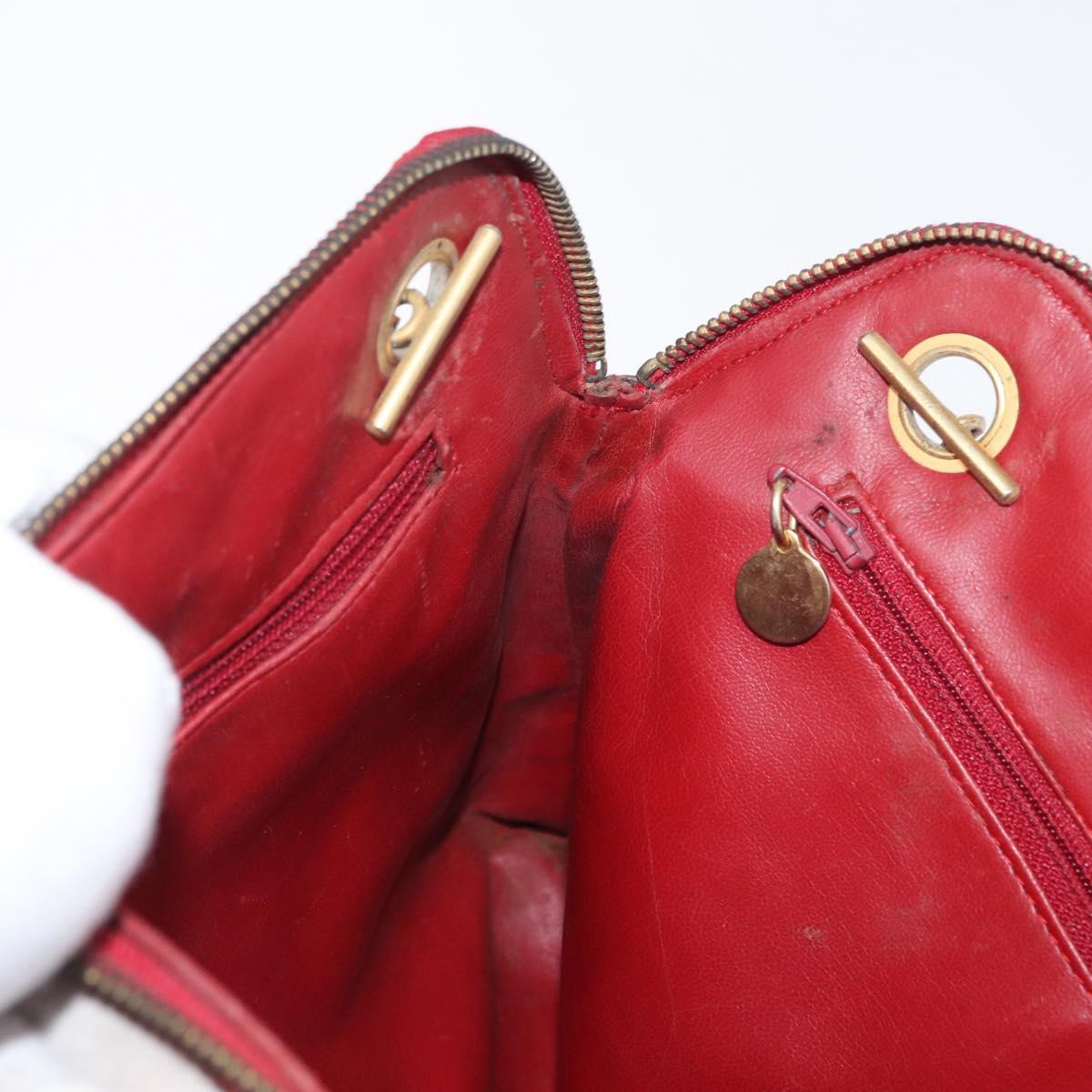 CHANEL Matelasse Chain Shoulder Bag Leather Red Gold CC Auth 169739