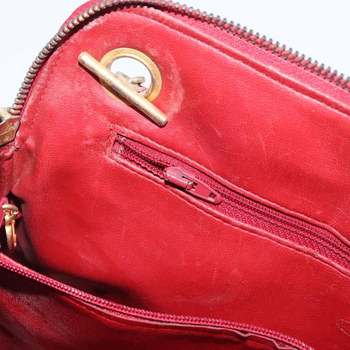 CHANEL Matelasse Chain Shoulder Bag Leather Red Gold CC Auth 169739
