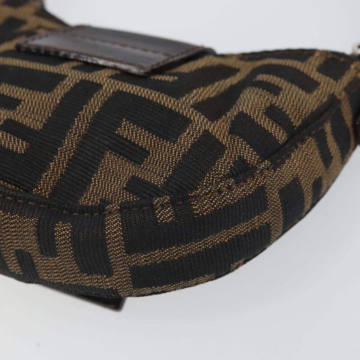 FENDI Zucca Canvas Mini Croissant Hand Bag Black Brown Silver Auth 169740SAV