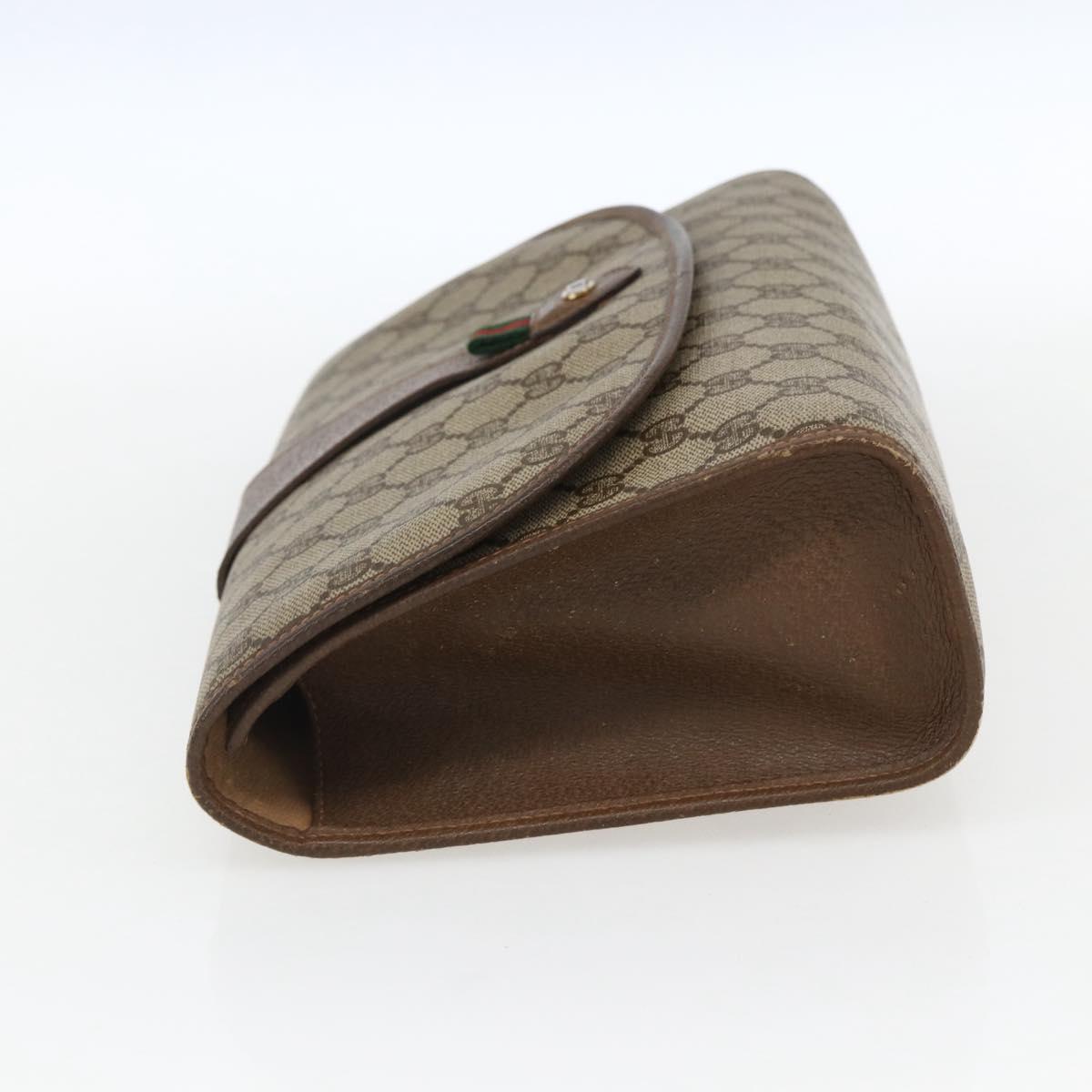 GUCCI GG Supreme Web Sherry Line Clutch Bag PVC Beige 89 01 031 Auth 169742