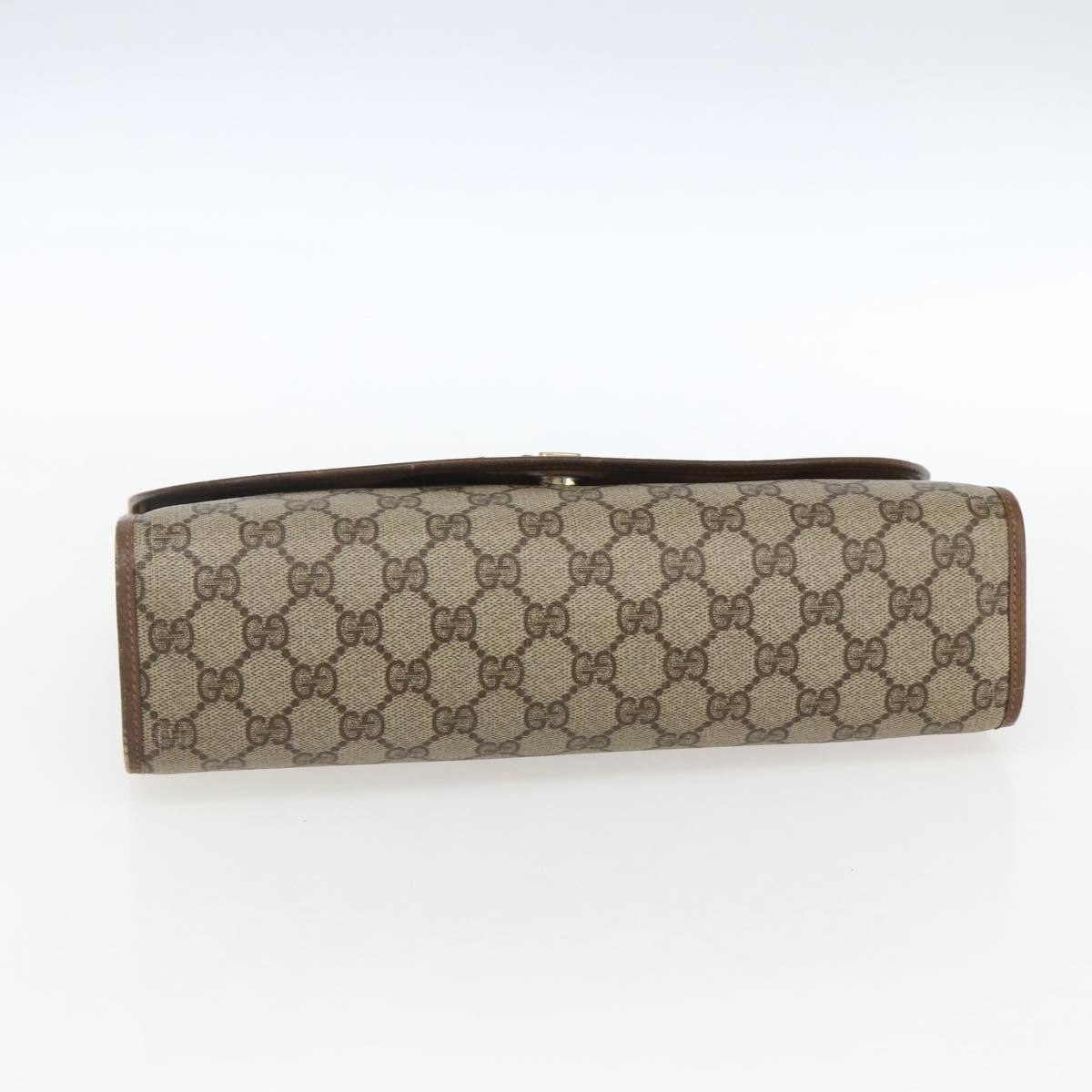 GUCCI GG Supreme Web Sherry Line Clutch Bag PVC Beige 89 01 031 Auth 169742
