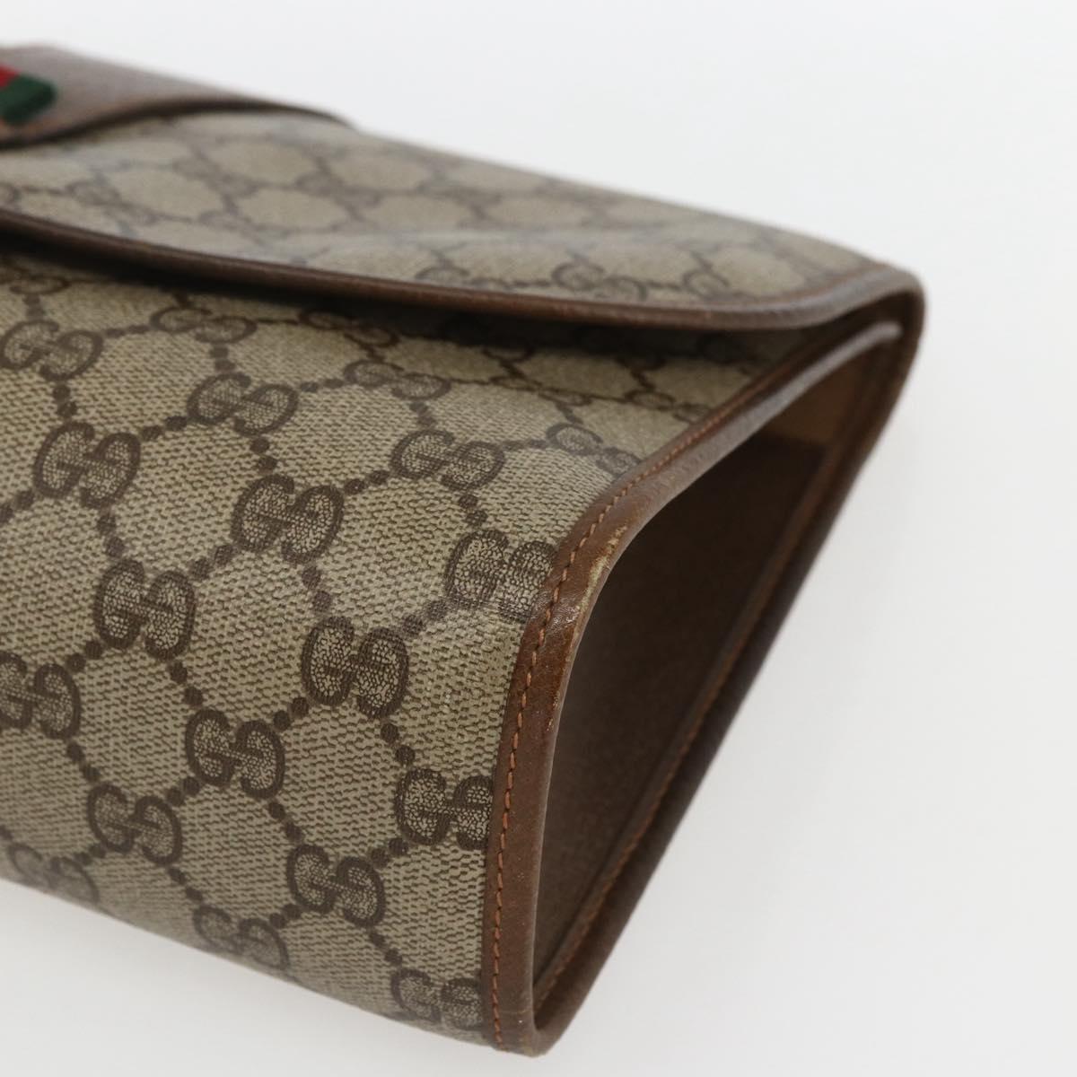 GUCCI GG Supreme Web Sherry Line Clutch Bag PVC Beige 89 01 031 Auth 169742