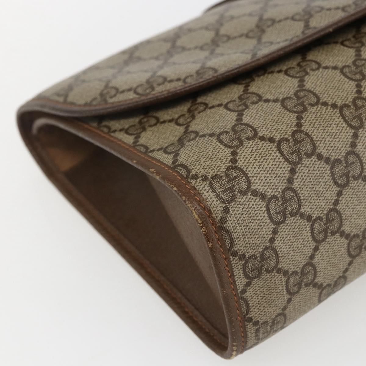 GUCCI GG Supreme Web Sherry Line Clutch Bag PVC Beige 89 01 031 Auth 169742