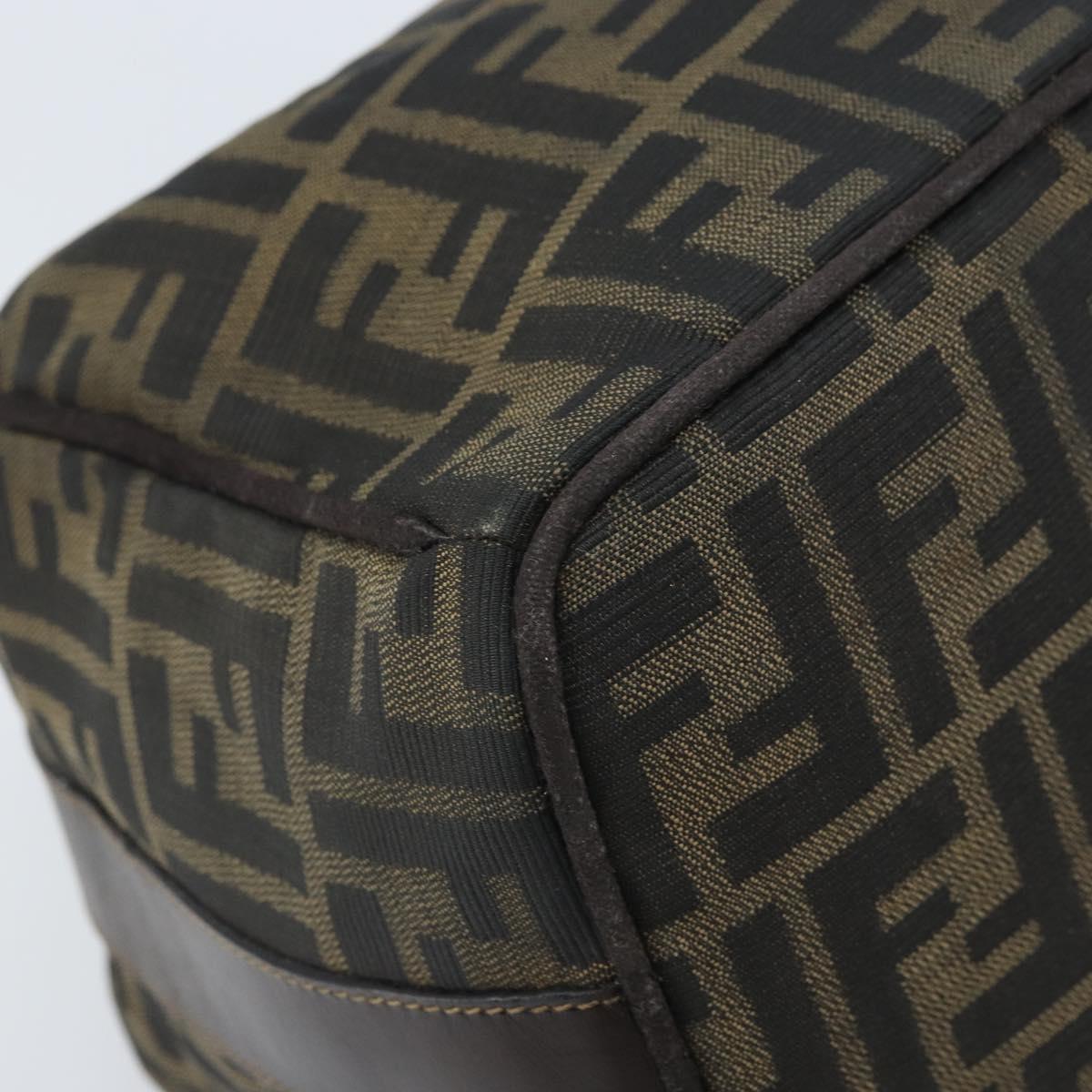 FENDI Zucca Canvas Vanity Hand Bag Black Brown Auth 169752