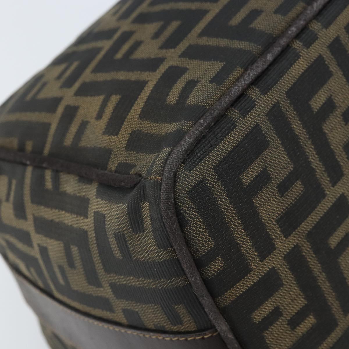 FENDI Zucca Canvas Vanity Hand Bag Black Brown Auth 169752