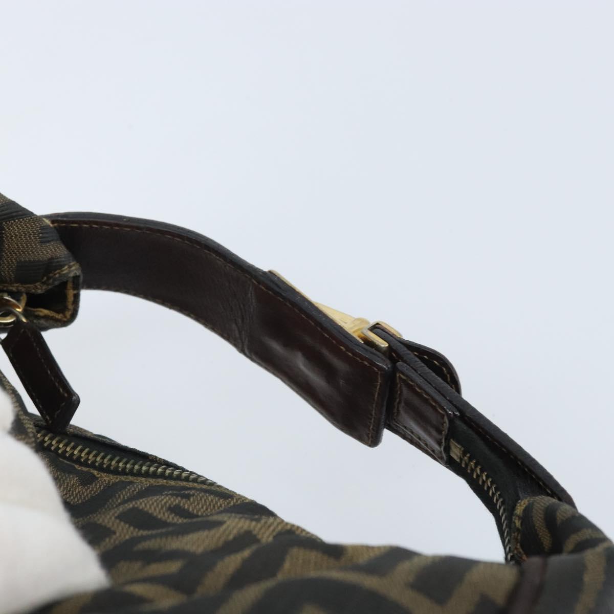 FENDI Zucca Canvas Vanity Hand Bag Black Brown Auth 169752