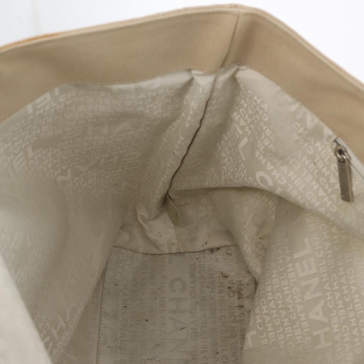 CHANEL Tote Bag No5 Canvas Beige Silver CC Auth 169753