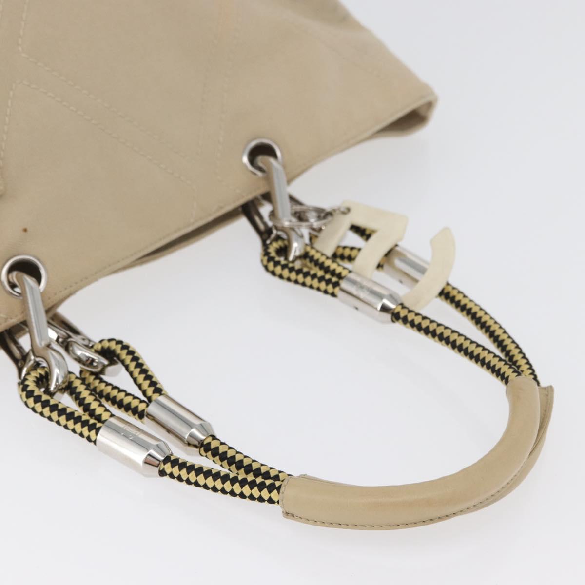 CHANEL Tote Bag No5 Canvas Beige Silver CC Auth 169753
